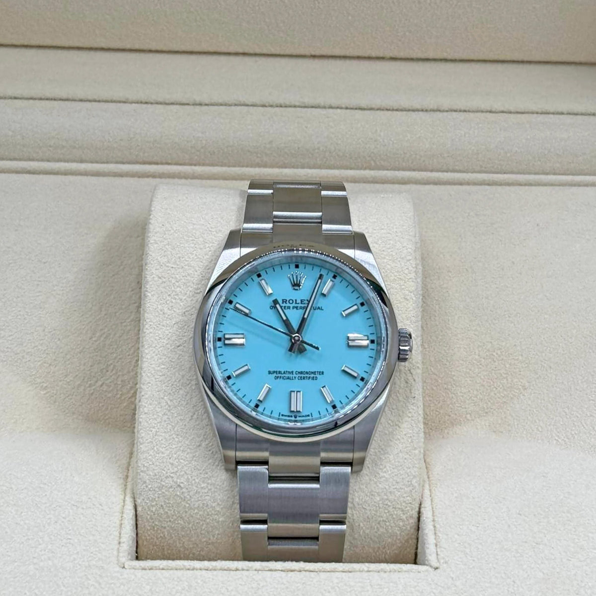 Oyster Perpetual 36, Turquoise blue dial, 36mm, Oystersteel, photo 3