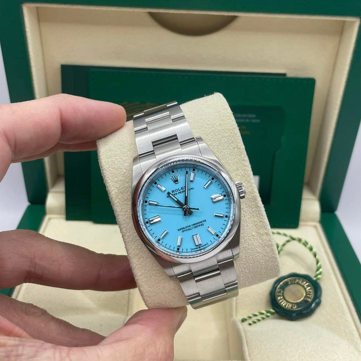 Oyster Perpetual 36, Turquoise blue dial, 36mm, Oystersteel, photo 12