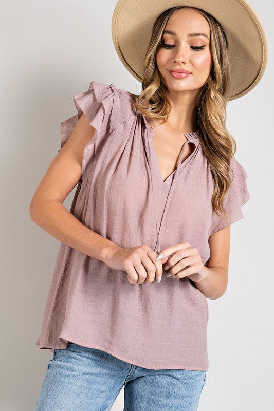 ee:some Tiered Ruffle Sleeve Short Sleeve Blouse