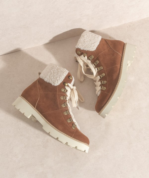 Oasis Society Aaliyah Sherpa Winter Ankle Lace-Up Bootie