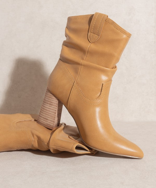 Oasis Society Mavis Western Style Slouch Bootie, Tan