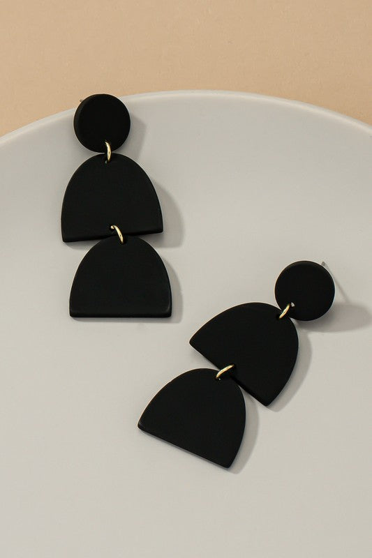 Three linear Geo Shape Drop Earrings