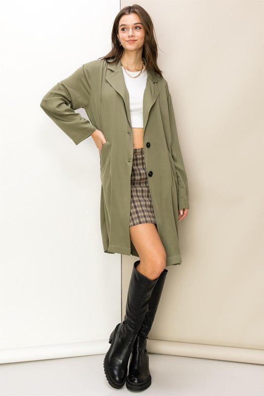 Hyfve Button-Front Oversized Lightweight Coat