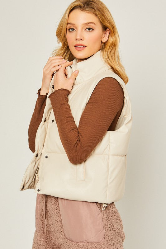 Love Tree Vegan Leather Ultra Puffer Vest