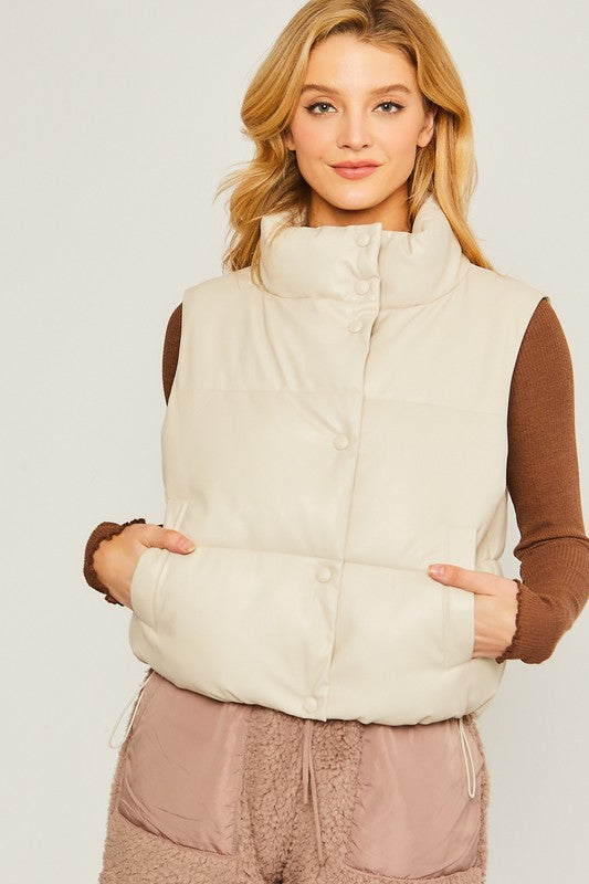 Love Tree Vegan Leather Ultra Puffer Vest