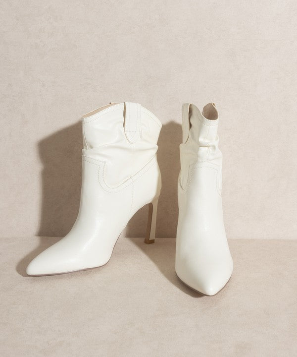 Oasis Society Kate Slim Heel Western Booties, White