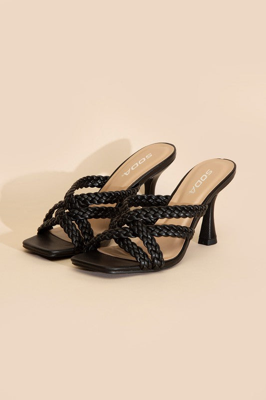 SODA Kellan Double Cross Braided Strappy Heels