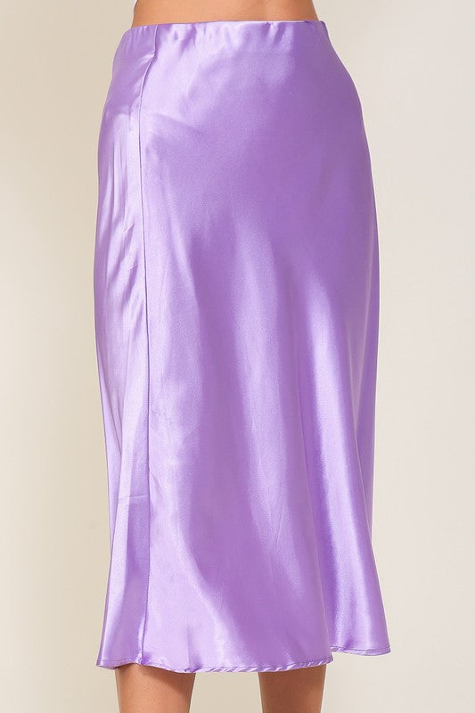 Timing Satin Midi Flare Skirt