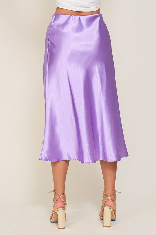 Timing Satin Midi Flare Skirt