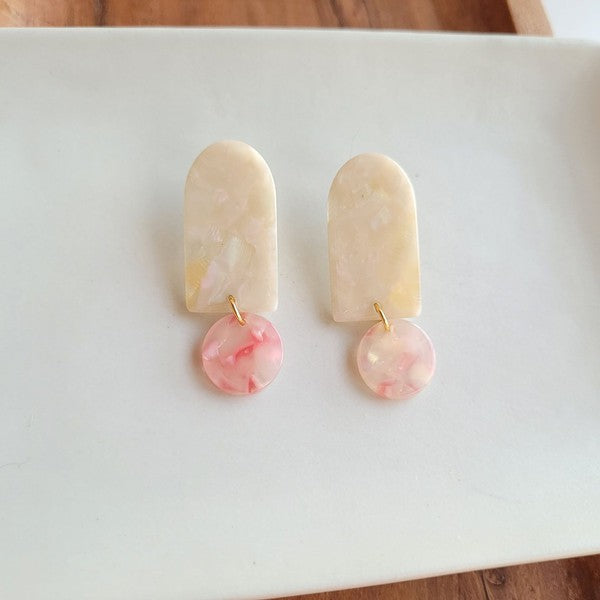 Spiffy & Splendid Rory Acrylic Earrings - Cream & Coral