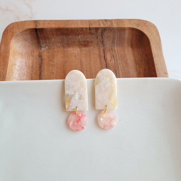 Spiffy & Splendid Rory Acrylic Earrings - Cream & Coral