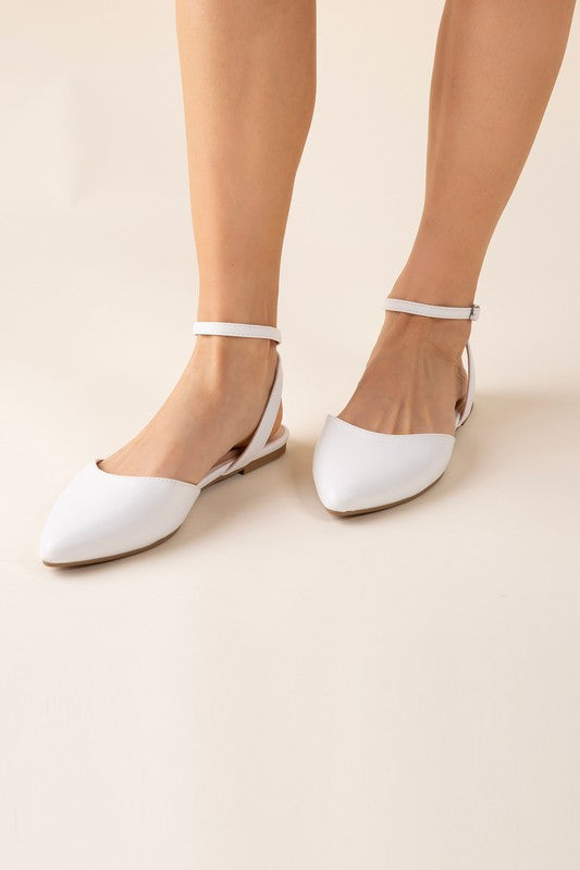 SODA Linden Ankle Strap Pointed Flats