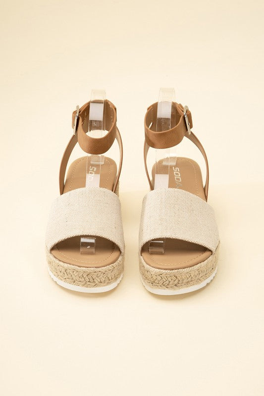 SODA Topic Espadrille Ankle Strap Platform Sandals