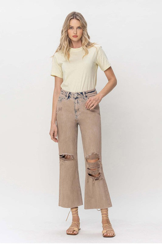 Vervet by Flying Monkey 90's Vintage Crop Flare Jeans, Burnt Denim