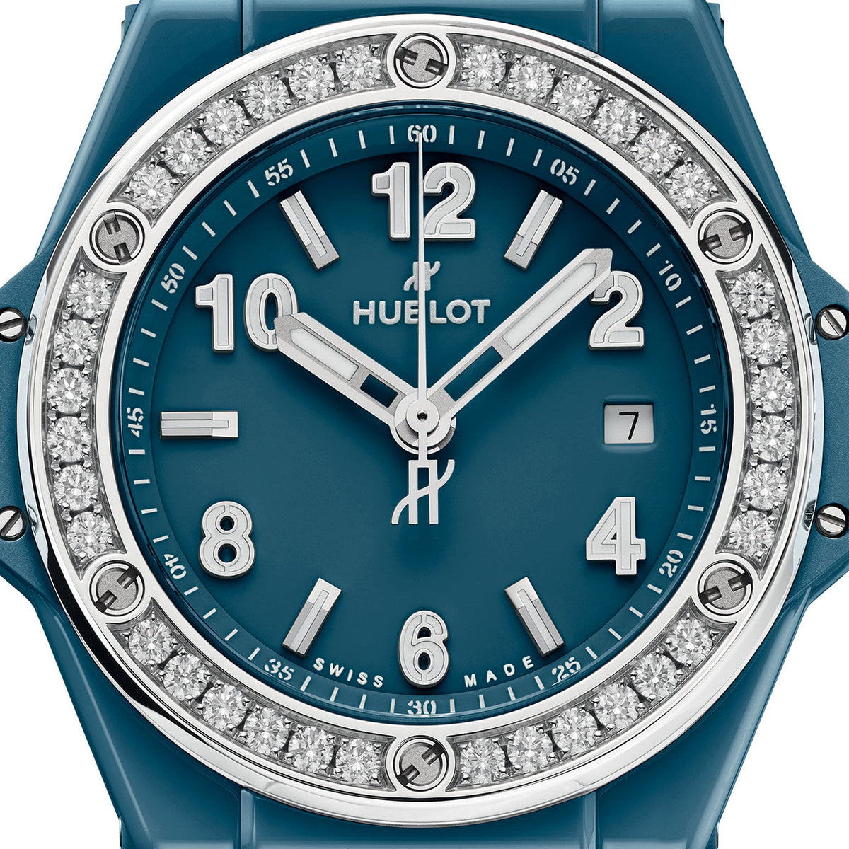 Unworn Big Bang One Click Petrol Blue Ceramic Diamonds 33, 485.ES.5171.RX.1204, photo 3