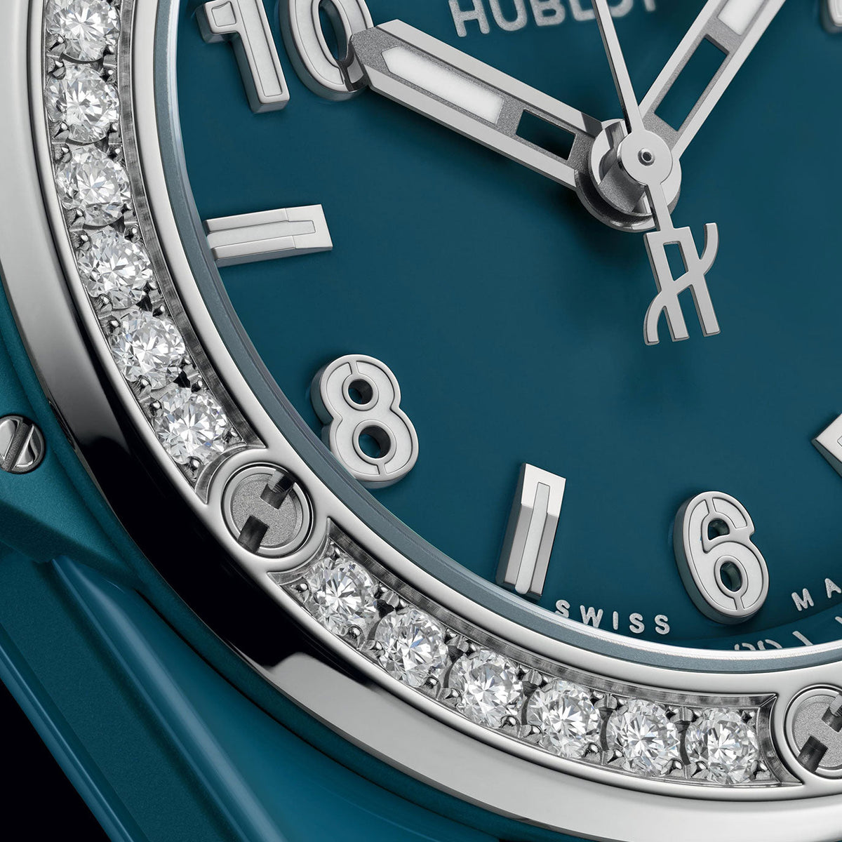 Unworn Big Bang One Click Petrol Blue Ceramic Diamonds 33, 485.ES.5171.RX.1204, photo 4