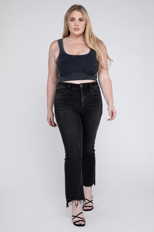 VERVET by Flying Monkey Plus High Rise Crop Flare Jeans, Black