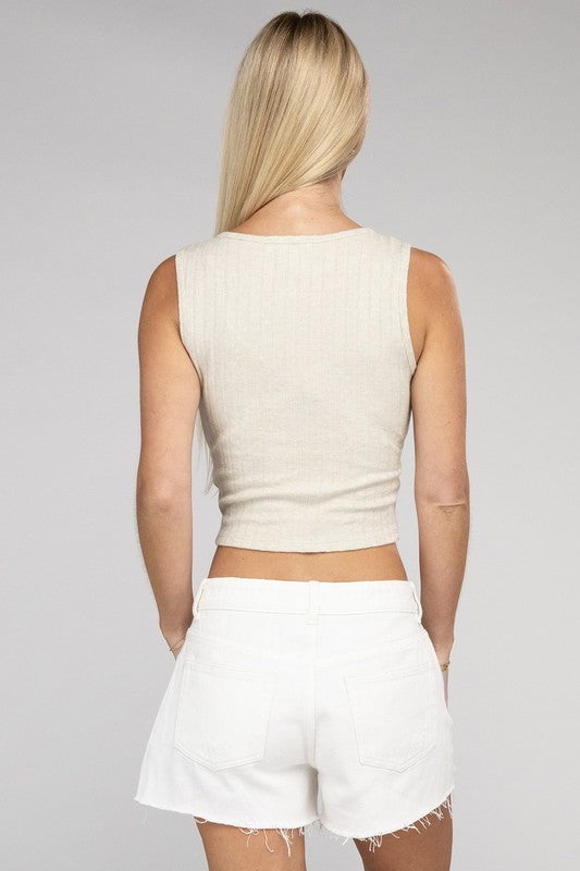 Zenana Ribbed Scoop Neck Cropped Sleeveless Top