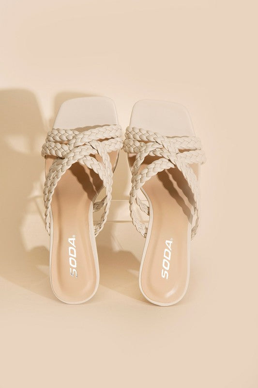 SODA Kellan Double Cross Braided Strappy Heels