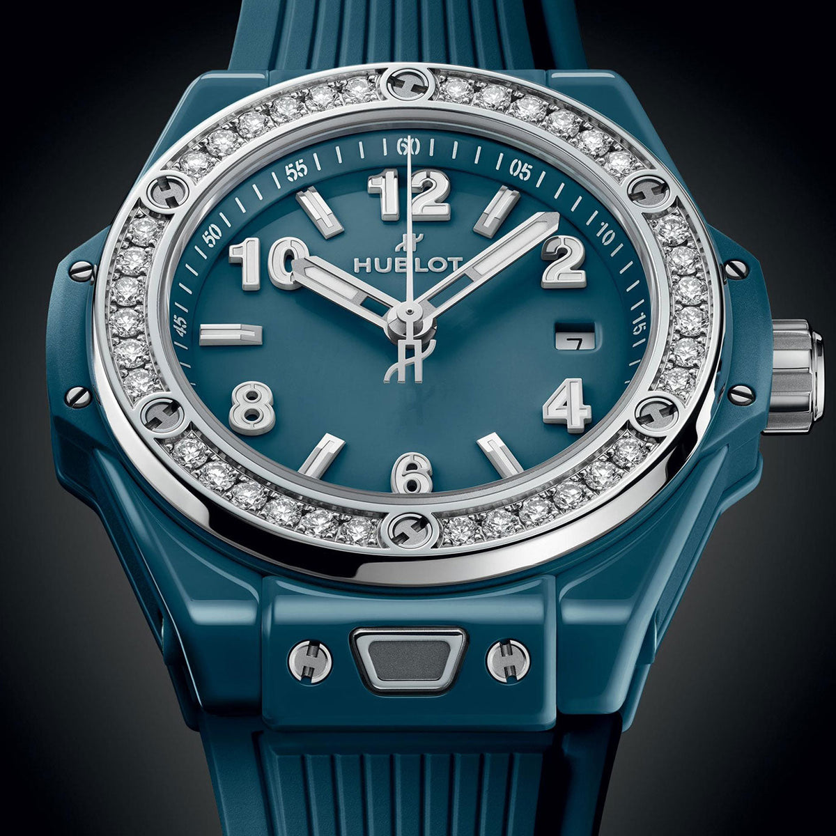 Unworn Big Bang One Click Petrol Blue Ceramic Diamonds 33, 485.ES.5171.RX.1204, photo 5