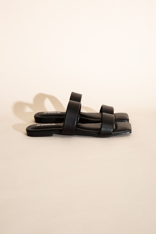 SODA Ramsey Double Strap Flat Slide Sandals