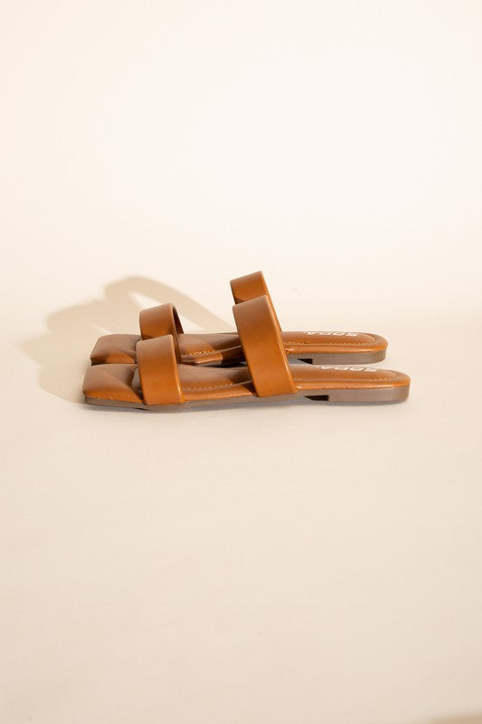 SODA Ramsey Double Strap Flat Slide Sandals