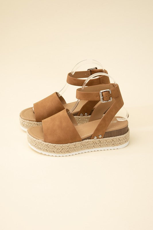 SODA Topic Espadrille Ankle Strap Platform Sandals