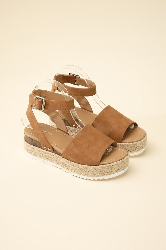 SODA Topic Espadrille Ankle Strap Platform Sandals