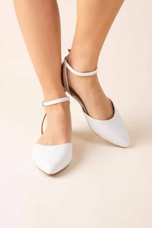 SODA Linden Ankle Strap Pointed Flats