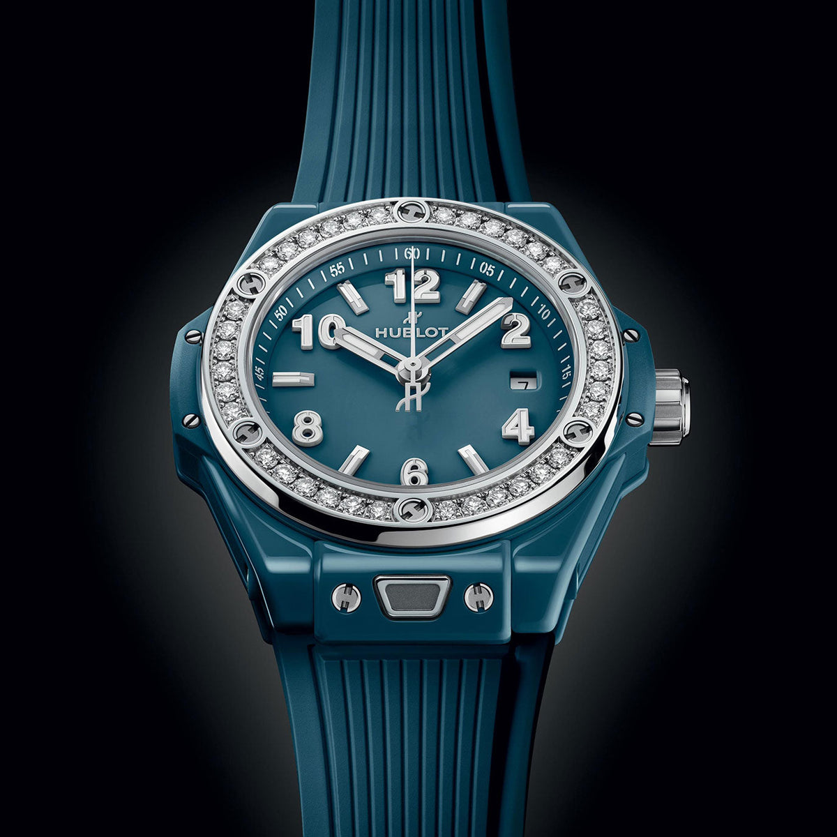 Unworn Big Bang One Click Petrol Blue Ceramic Diamonds 33, 485.ES.5171.RX.1204, photo 6