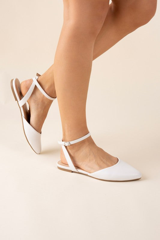 SODA Linden Ankle Strap Pointed Flats