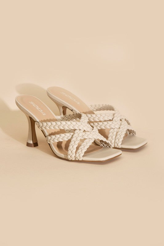 SODA Kellan Double Cross Braided Strappy Heels