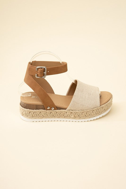 SODA Topic Espadrille Ankle Strap Platform Sandals