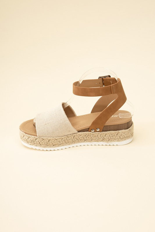 SODA Topic Espadrille Ankle Strap Platform Sandals