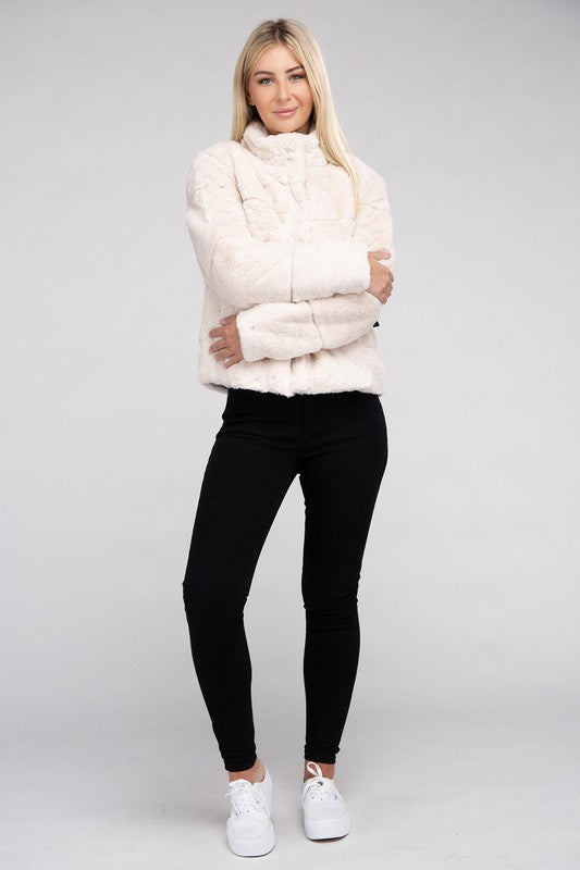 Ambiance Apparel Fluffy Zip-Up Sweater Jacket