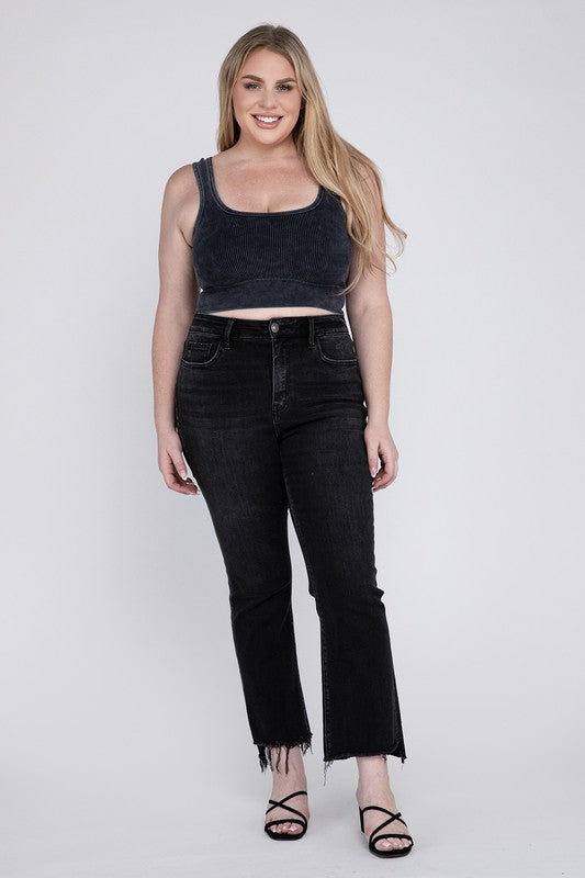 VERVET by Flying Monkey Plus High Rise Crop Flare Jeans, Black