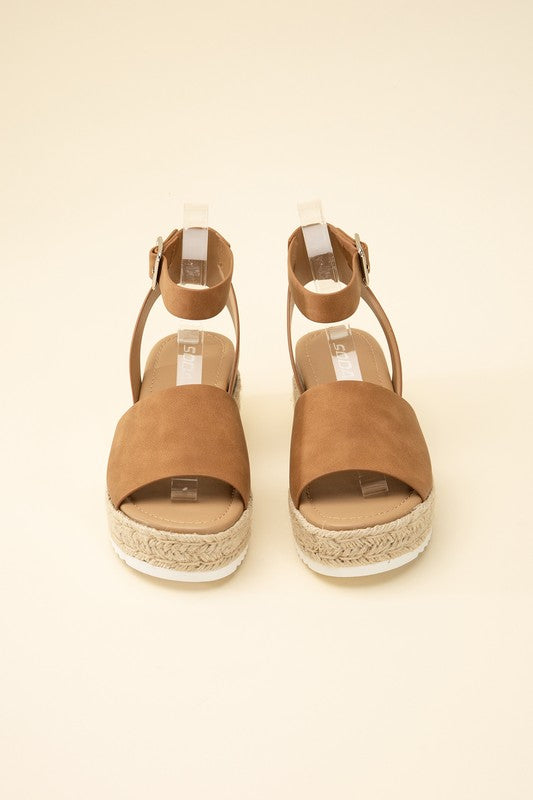 SODA Topic Espadrille Ankle Strap Platform Sandals