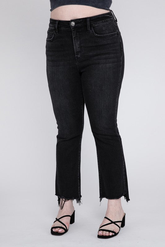 VERVET by Flying Monkey Plus High Rise Crop Flare Jeans, Black