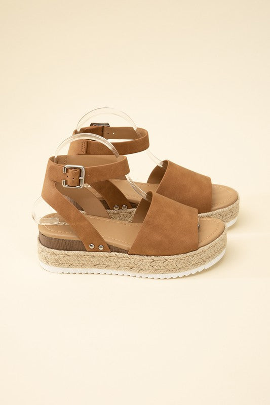 SODA Topic Espadrille Ankle Strap Platform Sandals