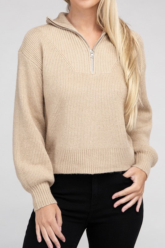 Ambiance Apparel Easy-Wear Half-Zip Pullover Sweater