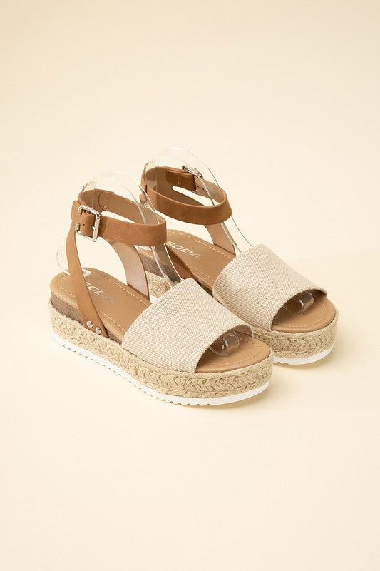 SODA Topic Espadrille Ankle Strap Platform Sandals