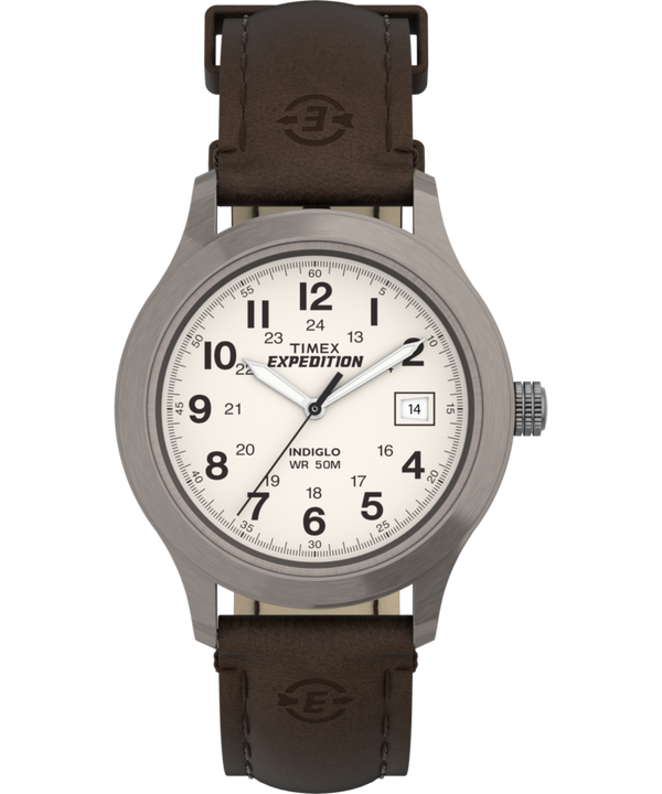 Expedition Metal Field 37mm Leather Strap Watch