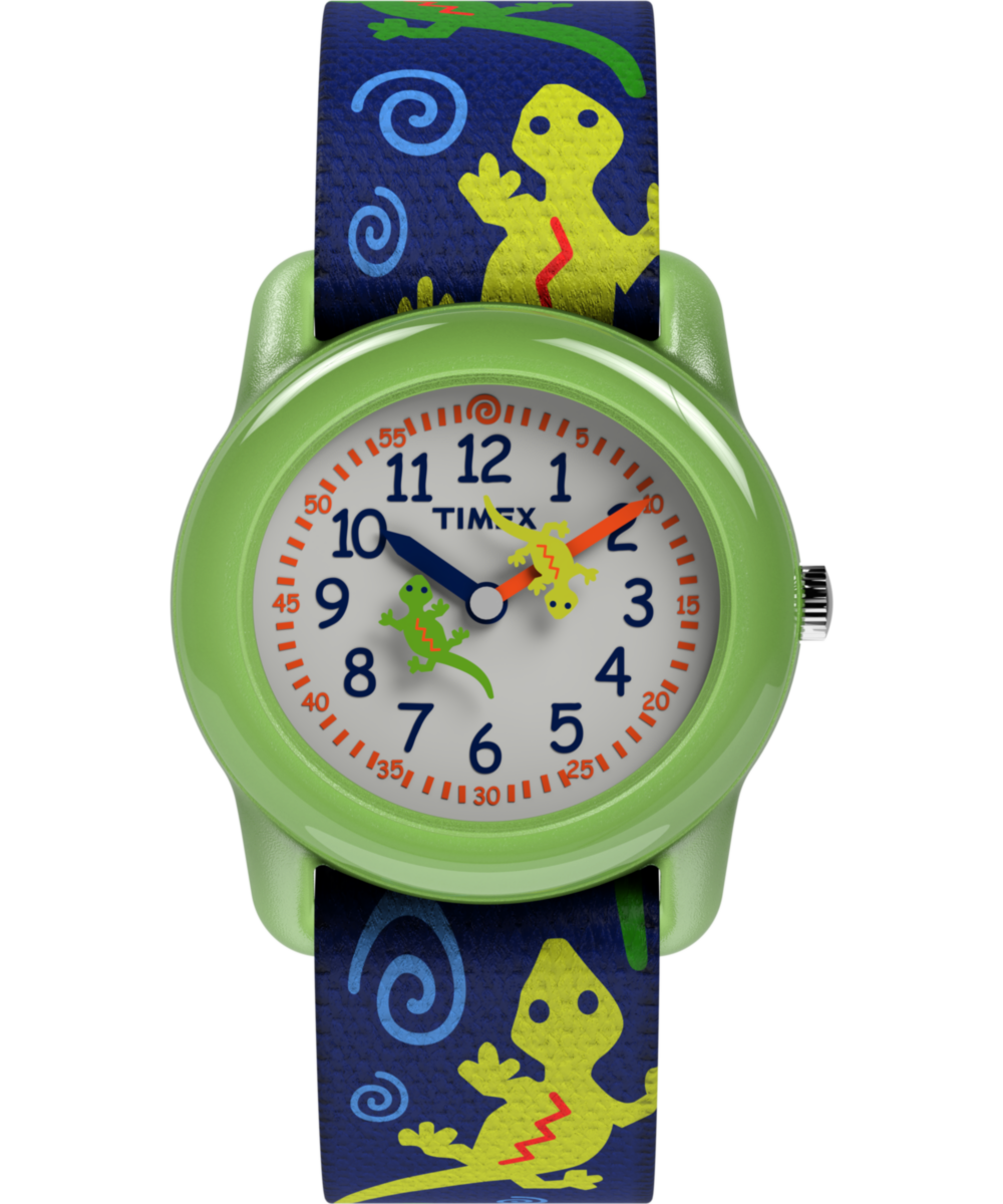 TIMEX TIME MACHINES® 29mm Green Gecko Elastic Fabric Kids Watch