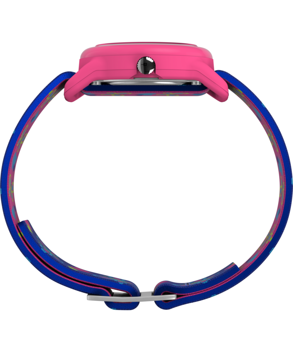 TIMEX TIME MACHINES® 29mm Butterflies and Hearts Blue Elastic Fabric Kids Watch, photo 2