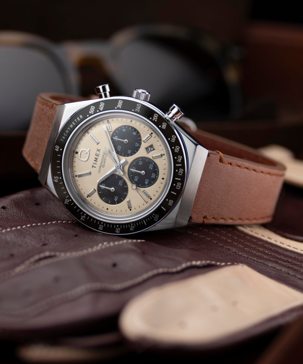 Q Timex Chronograph 40mm Leather Strap Watch, photo 6