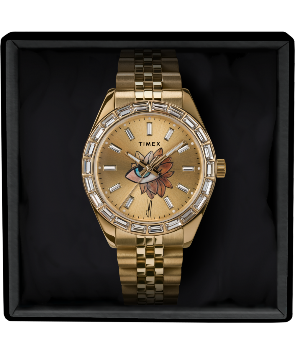 Timex Legacy x Jacquie Aiche Gold Sunray Dial with Tribe Eye 36mm Watch, photo 6