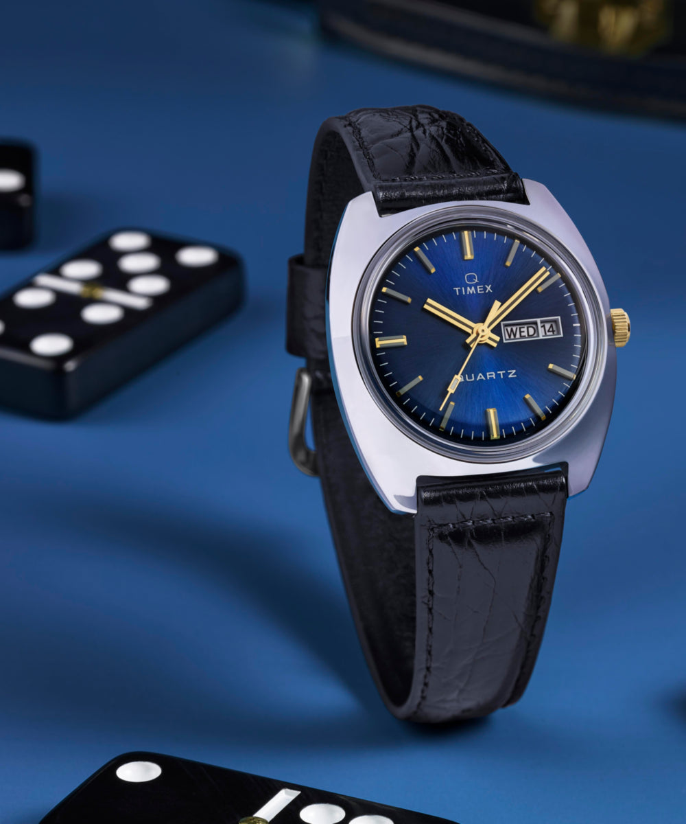 Q Timex® 1978 Day/Date 37.5mm Leather Strap Watch, photo 8