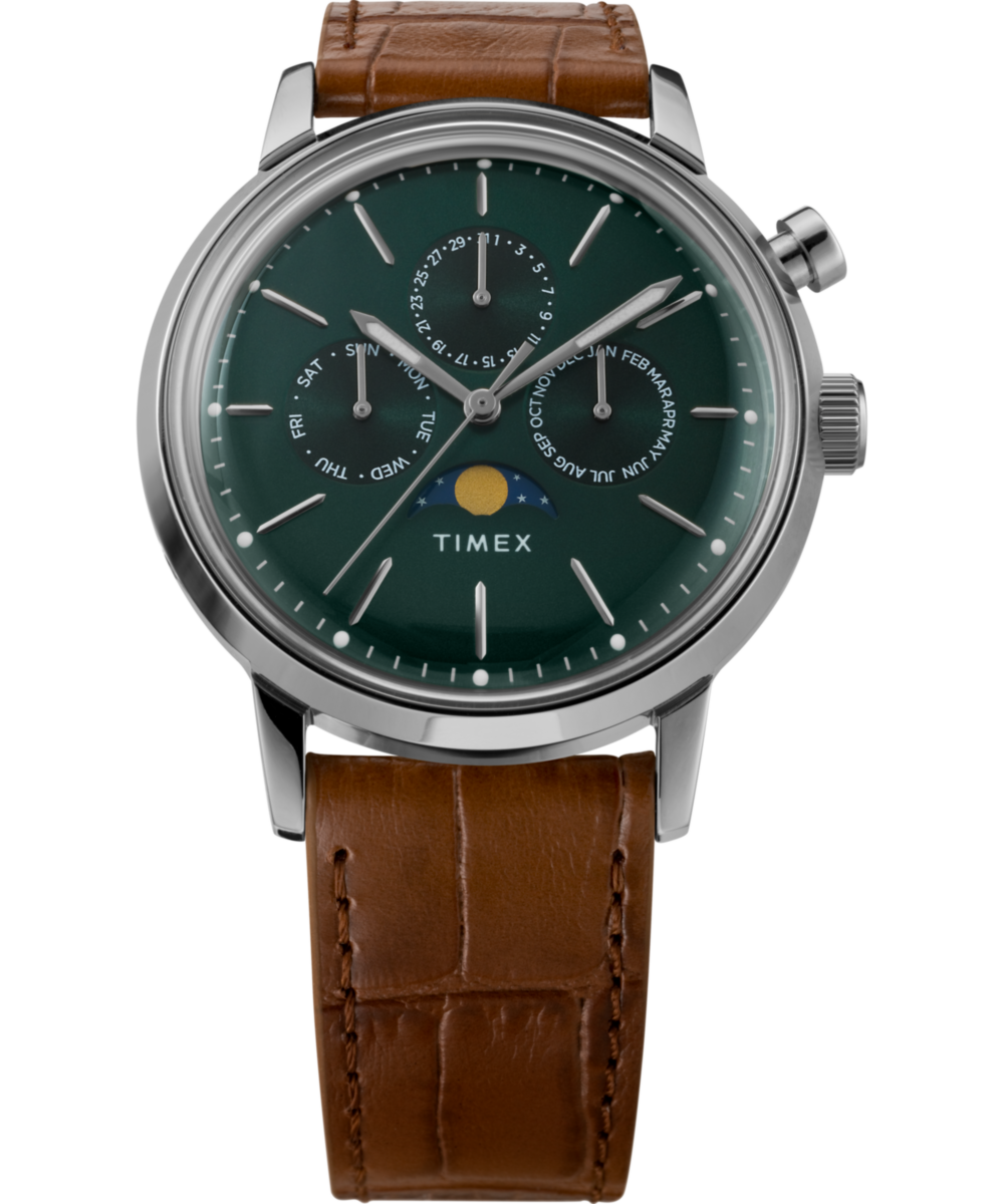 Marlin® Moon Phase 40mm Leather Strap Watch, photo 6