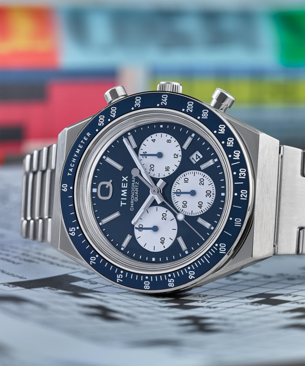 Q Timex Chronograph 40mm Stainless Steel Bracelet Watch, photo 6