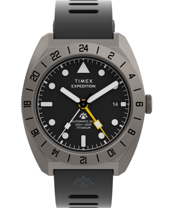 Expedition® Pioneer Titanium Automatic GMT 41mm Silicone Strap Watch